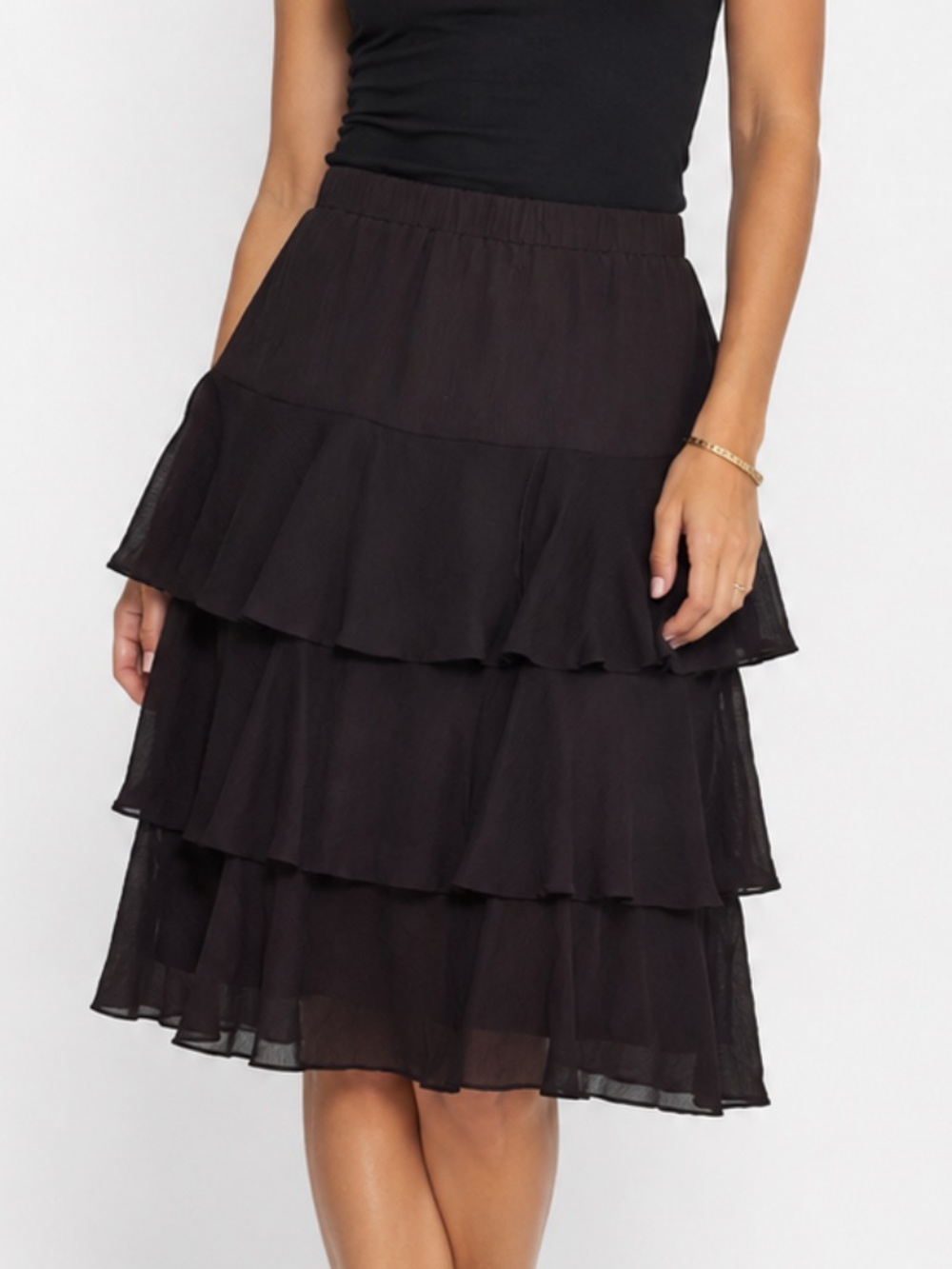 Jessica Skirt Womens Size 16 Black Chiffon Layered Cocktail Feminine Boho Chic